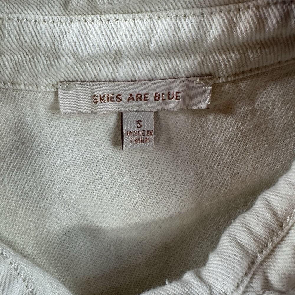 Skies Are Blue White Denim Long Sleeve Jumpsuit Size S - Picture 2 of 13